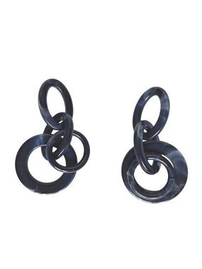 Blue Acrylic Marbled Hoop Earrings Statement Jewelry